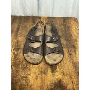 Men's SAS Bravo Heel Strap Sandal Brown Leather Buckle Size 11